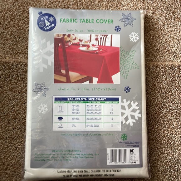 Trim a home ivory fabric table cover 60” x 84“ - Picture 2 of 2